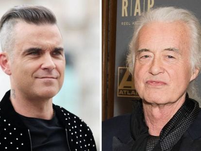 Robbie Williams (izquierda) y Jimmy Page (derecha), en 2018.