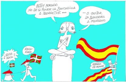 El 21 de octubre de 2007 se publicó esta viñeta en el suplemento Domingo. Aparece en ella otro elemento característico de entonces el "raca raca" del nacionalismo vasco.