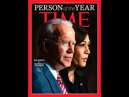 Portada de la revista 'Time' que retrata al presidente electo Joe Biden y a su número dos, Kamala Harris, como personajes del año.
