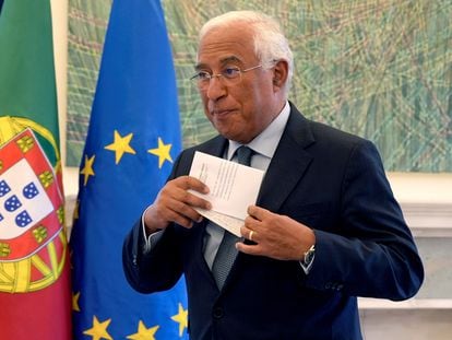 António Costa, en su intervención para anunciar su dimisión como primer ministro de Portugal, este martes en Lisboa.