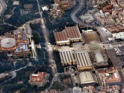 Vista aèria de la zona afectada pel pla urbanístic per convertir Montjuïc en un pol cultural.