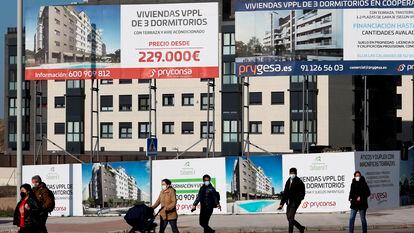 Promoción de viviendas en construcción, en Madrid.