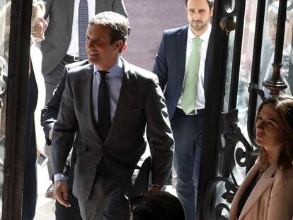 Pablo Casado, presidente del PP, este lunes en el Casino de Madrid.