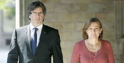 Carles Puigdemont i la presidenta del Parlament, Carme Forcadell.