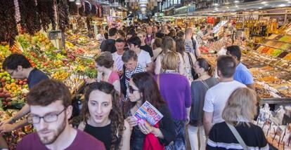 Aglomeracions a la Boqueria.