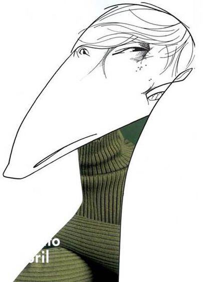 El estadounidense John Updike (1932) visto por Loredano.
