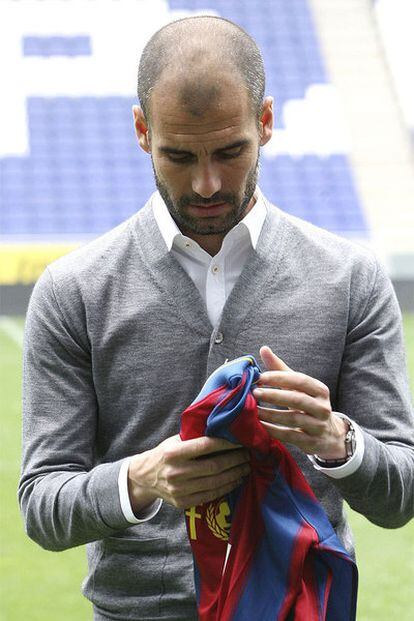 Guardiola, durante la presentación del 'derby' ante el Espanyol.