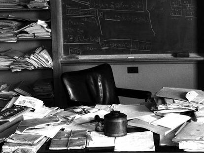 Imagen del despacho en Princeton de Albert Einstein tomada en 1955. 