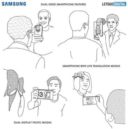 Ejemplos de las patentes mostradas por Samsung para su pantalla envolvente.