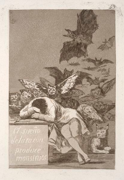'El sueño de la razón produce monstruos', grabado de Francisco de Goya expuesto en el museo Norton Simon de Pasadena, California (EE UU).