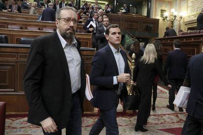 Juan Carlos Girauta y Albert Rivera, en el Congreso. 