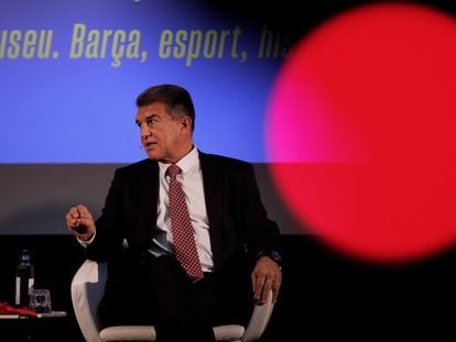 Joan Laporta, durante un acto electoral este mes.