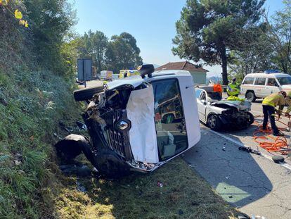 Accidente múltiple en una carretera de Pontevedra el pasado octubre.