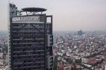 Panorámica de la sede central de BBVA en la Ciudad de México.