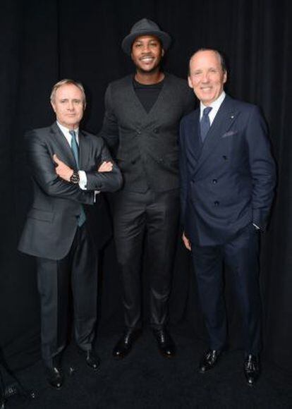 Harald J. Wester, CEO de Maserati; el jugador de la NBA Carmelo Anthony y Gildo Zegna, director ejecutivo de Ermenegildo Zegna, en un evento el pasado septiembre.