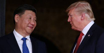 El presidente Donald Trump con Xi Jinping en Mar-a-Lago