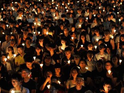 Vigilia en Hong Kong para conmemorar el aniversario de Tiananmen.