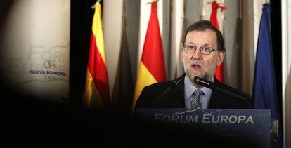 Rajoy, este lunes, durante un encuentro con los medios.