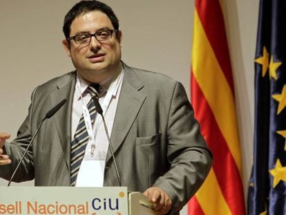 Francesc Gambús, en un acte de CiU a Barcelona l'abril del 2014.