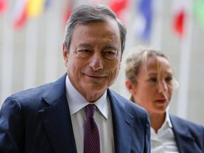 El presidente del Banco Central Europeo (BCE), Mario Draghi, a su llegada al Eurogrupo. 
