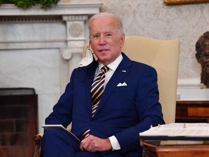 El presidente de Estados Unidos, Joe Biden, este lunes en el Despacho Oval.