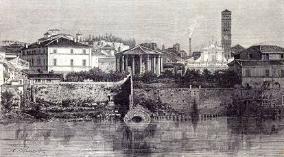 Roma, Italia 1875, vista de la cloaca m&aacute;xima. 