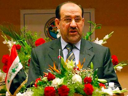 El primer ministro iraquí, Nuri al Maliki, durante su discurso de ayer en Bagdad.