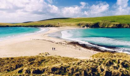 El tómbolo de la isla de St Ninian, en el archipiélago las Shetland (Escocia).