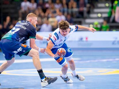 Jan Gurri durante el partido de semifinal de la Liga Europa entre el Granollers y el Göppingen, este sábado.