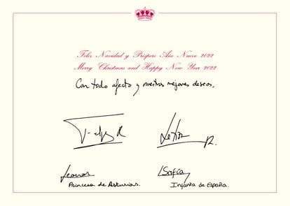 The greeting card that accompanies the image with which the Kings congratulate Christmas 2021, where it reads 