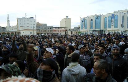 Imagen de las protestas populares en el puerto de Tobruk, al este del país, el pasado 20 de febrero.