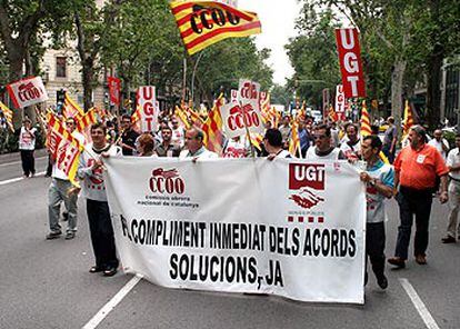 Manifestación de funcionarios de prisiones en Barcelona.