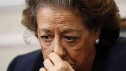 Rita Barberá, durante la rueda de prensa, este miércoles.
