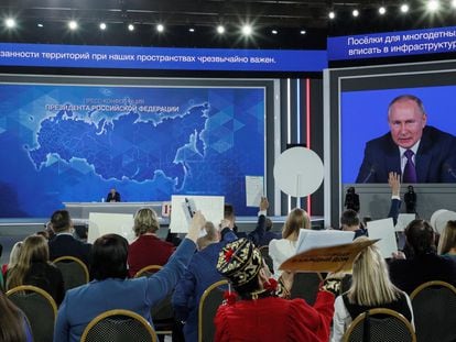 El presidente ruso, Vladímir Putin, durante una conferencia de prensa en diciembre de 2021.