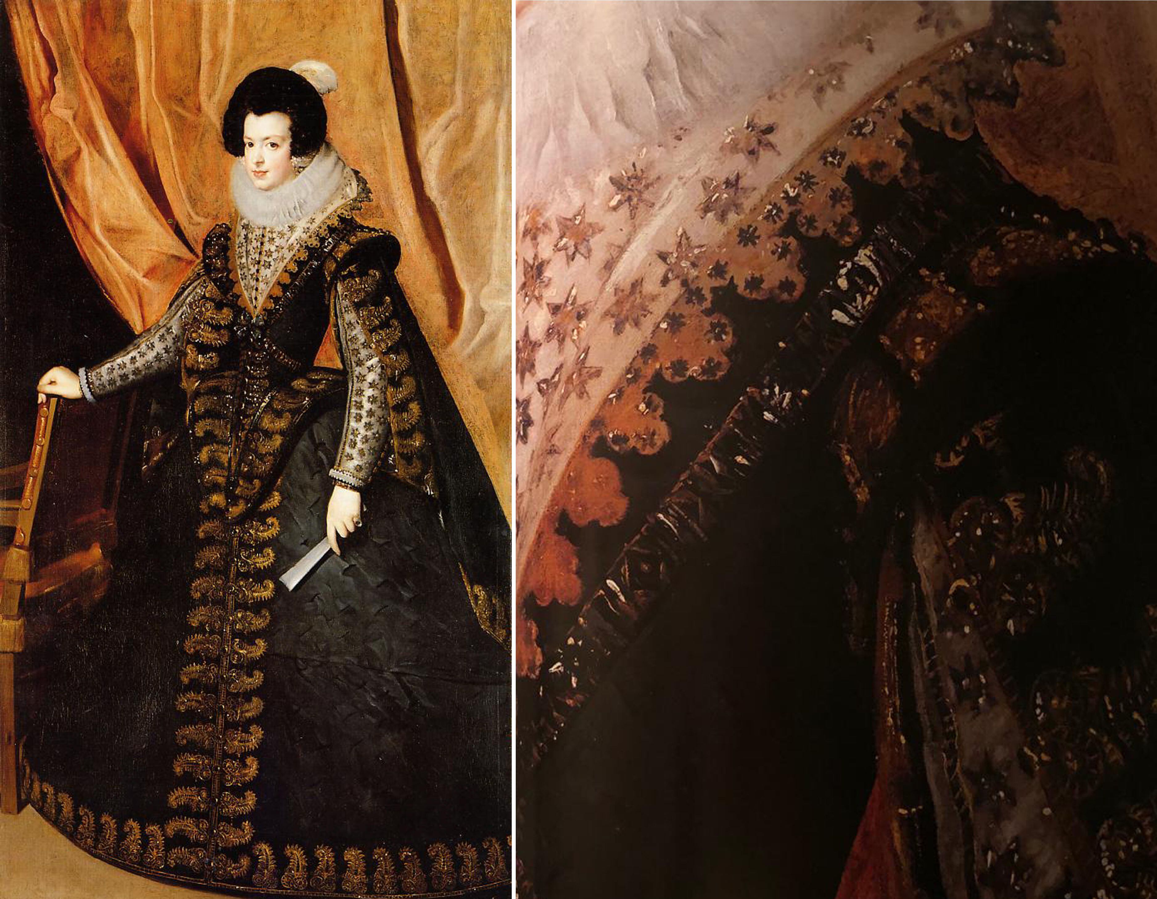 Detalles del cuadro de Isabel de Borbón, de Velázquez.