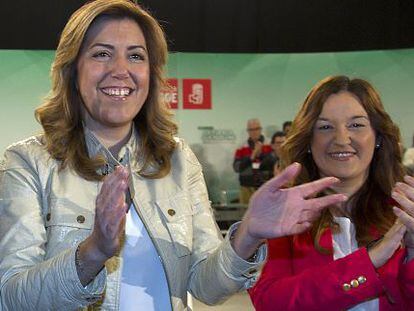 Susana D&iacute;az y la secretaria general del PSOE de Sevilla, Ver&oacute;nica P&eacute;rez. 