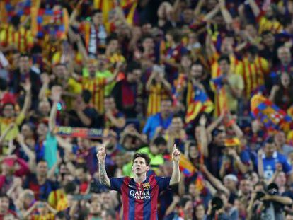 Messi celebra el primer gol del partit.