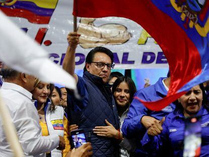 Fernando Villavicencio, en un acto de campaña en Quito el miércoles, poco antes de ser asesinado.