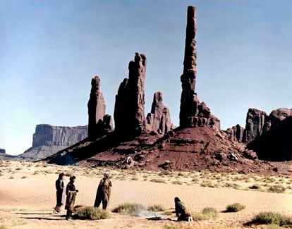 Fotografía del rodaje de 'El gran combate', de John Ford.