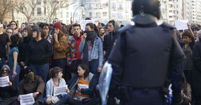 Protesta de estudiantes el pasado febrero en Valencia.