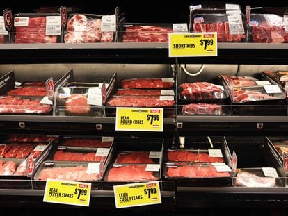 Sección de carnes en un supermercado de Nueva York, este lunes.