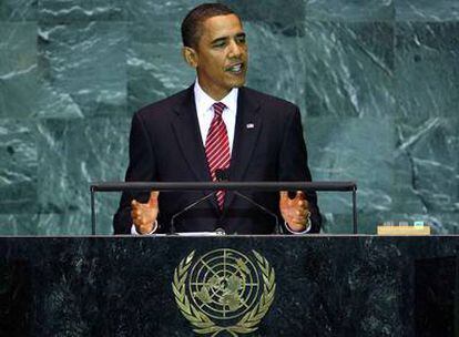 El presidente de EE UU, Barack Obama, se dirige a los líderes mundiales en su primer discurso ante la Asamblea de Naciones Unidas