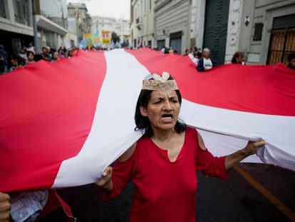 Protestas en Perú contra la presidenta, Dina Boluarte, en Lima el pasado jueves.