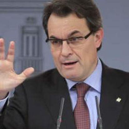 El presidente de la Generalitat catalana, Artur Mas, durante la rueda de prensa posterior al encuentro con Mariano Rajoy