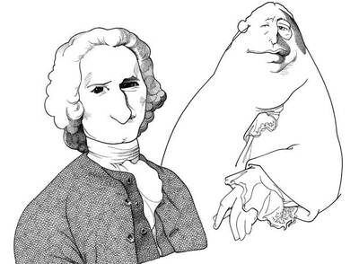 Jean-Jacques Rousseau y David Hume vistos por Loredano.