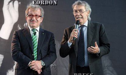 Roberto Maroni y Massimo Moratti en Mil&aacute;n, Italia