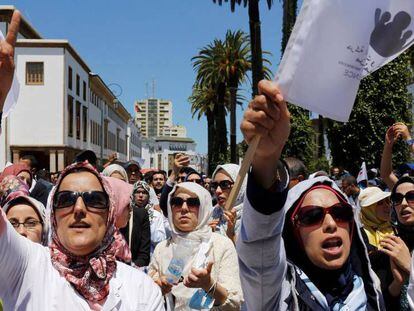 Mujeres marroquíes, en una protesta en Rabat.