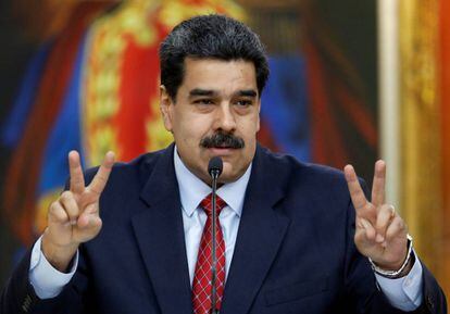 Maduro, este viernes en el palacio presidencial de Miraflores.