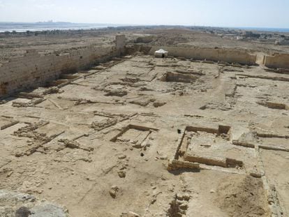 Vista aérea de las excavaciones en Taposiris Magna.