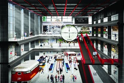 La zona de Atocha es la única con una disposición vertical de los espacios comerciales y de ocio, y replica la estación ferroviaria madrileña.